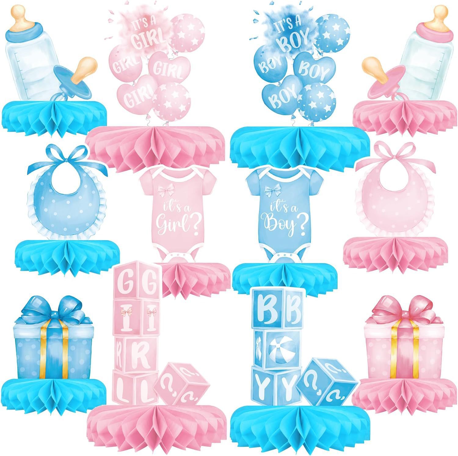 12PCS/Set Gender Reveal Honeyc - Tablet Accessories Kit 评论和价格