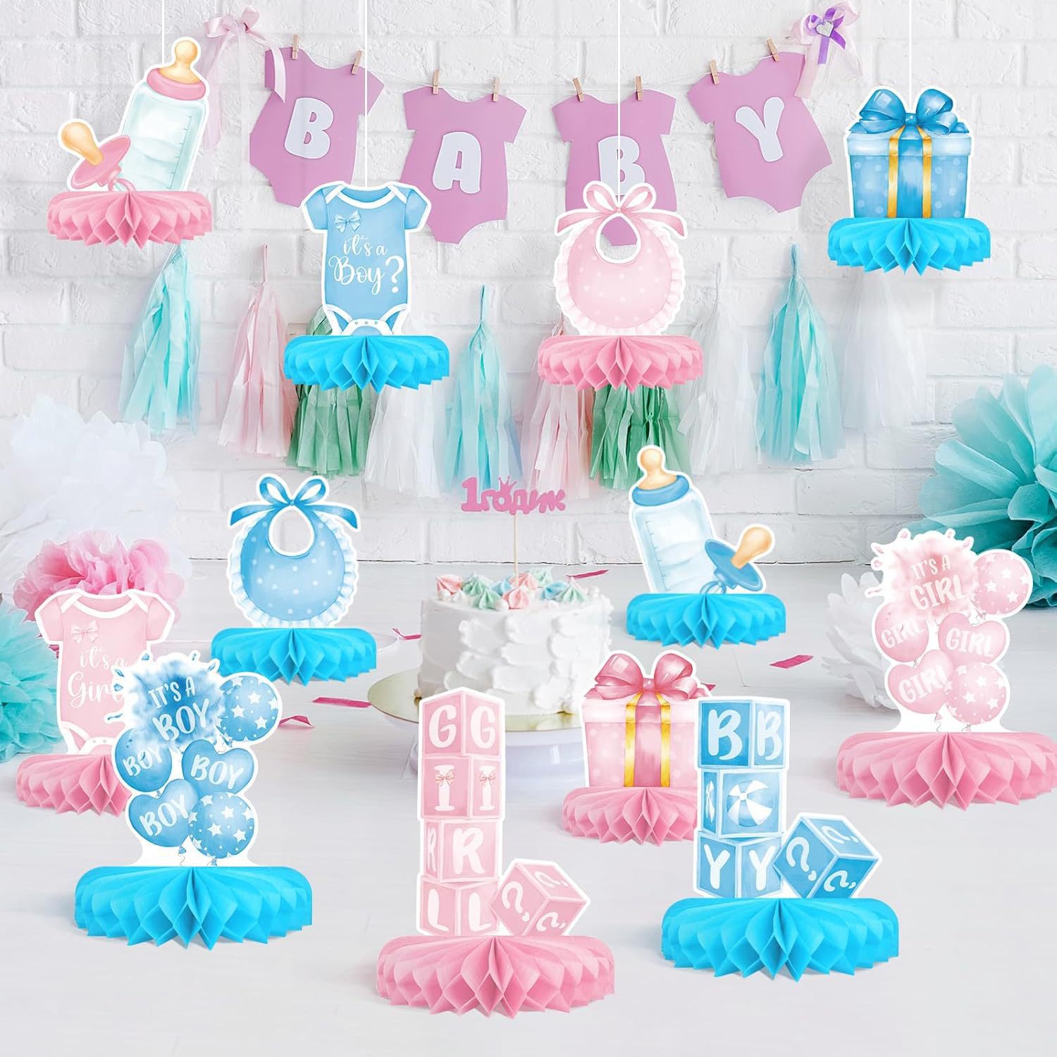 12PCS/Set Gender Reveal Honeyc - Tablet Accessories Kit 评论和价格