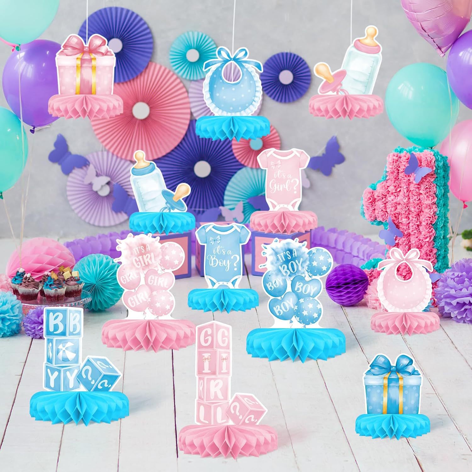12PCS/Set Gender Reveal Honeyc - Tablet Accessories Kit 评论和价格